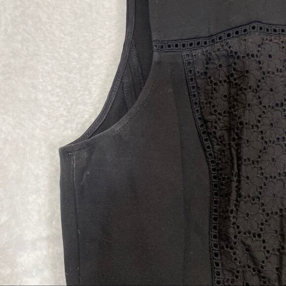 J. Crew Collection Black Ponte Eyelet A Line Dress Size 6 - Picture 7 of 9